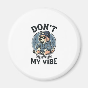 Lustiges Cooles Hund-Vibes Vintage-Vector-T-Shirt- Magnet