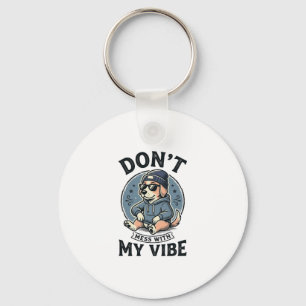 Lustiges Cooles Hund-Vibes Vintage-Vector-T-Shirt- Schlüsselanhänger