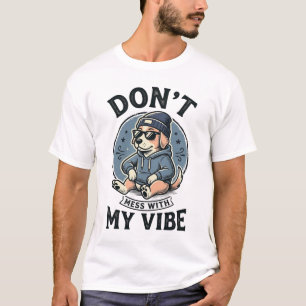 Lustiges Cooles Hund-Vibes-Vintage-Vector-T-Shirt- T-Shirt