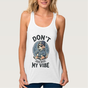 Lustiges Cooles Hund-Vibes Vintage-Vector-T-Shirt- Tank Top