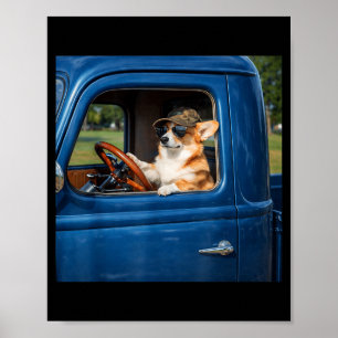 Lustiges Corgi-Meme humorvoller Hund fährt LKW roa Poster