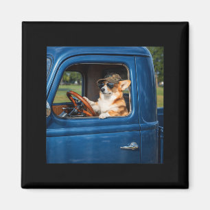 Lustiges Corgi-Meme humorvoller Hund fährt LKW-Str Magnet