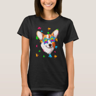 Lustiges Corgi Puzzle Autismus-Bewusstsein Hund T-Shirt