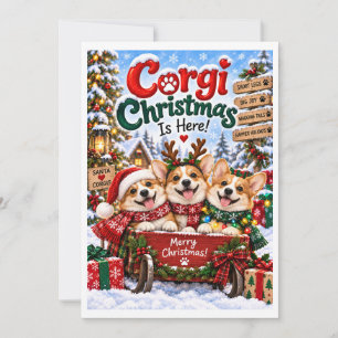 Lustiges Corgi-Weihnachten ist da Feiertagskarte