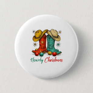 Lustiges Country Western Weihnachten Howdy Cowboy Button