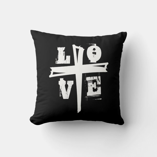 lustiges CROSS mit LIEBE | Kissen (Vorderseite)