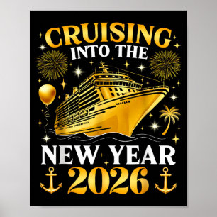 Lustiges Cruisen in das neue Jahr 2026, passendes Poster