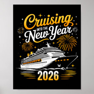 Lustiges Cruisen in das neue Jahr 2026, passendes Poster