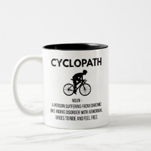 Lustiges Cycopath Radfahren Definition Geschenk, R Zweifarbige Tasse
