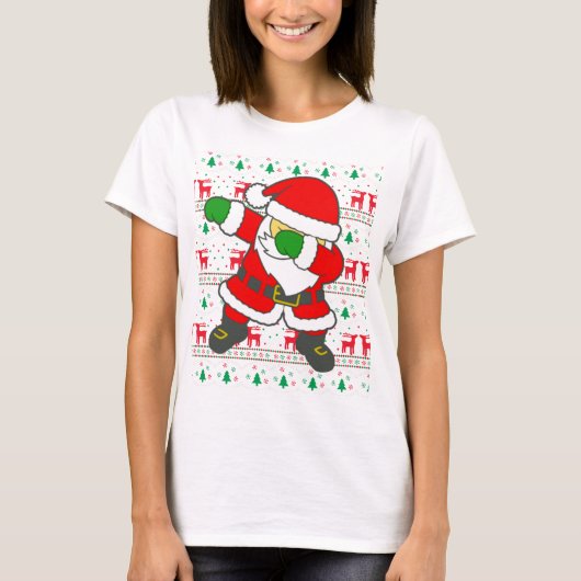 Lustiges Dabbin Sankt Weihnachtshülsen-Shirt. T-Shirt (Vorderseite)
