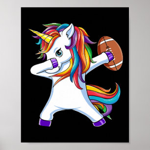 Lustiges Dabbing-Einhorn American Football-Geschen Poster