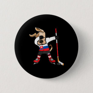 Lustiges Dabbing-Hund Slowakei Eishockeyfans Jerse Button