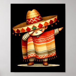 Lustiges Dabbing Mexikanischer Poncho Sombrero Cin Poster