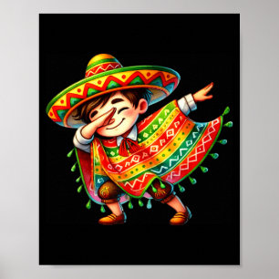 Lustiges Dabbing Mexikanischer Poncho Sombrero Cin Poster