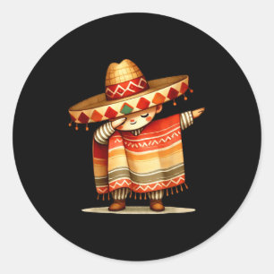 Lustiges Dabbing mexikanischer Poncho Sombrero Cin Runder Aufkleber