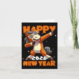 Lustiges Dabbing-Pferd Frohes Lunar Neujahr 2026 J Karte
