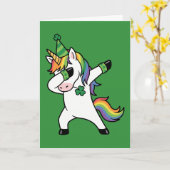 Lustiges Dabbing Regenbogen Einhorn St. Patrick's Karte (Gelbe Blume)