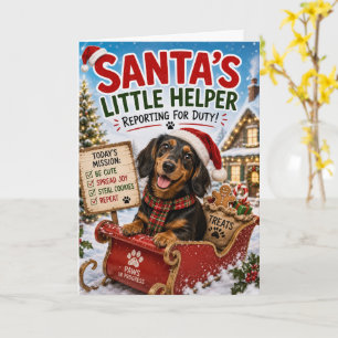 Lustiges Dachshund-Weihnachtsdesign – Santas klein Karte