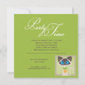 Lustiges Damast-Katzen-Skript-16. Einladung (Rückseite)