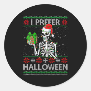 Lustiges Damen Halloween-Skelett hässlicher Weihna Runder Aufkleber