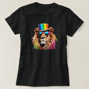 Lustiges Damen-Regenbogen-Löwen-T-Shirt T-Shirt