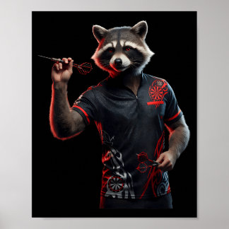 Lustiges Dart-Waschbär-T-Shirt zum Dartwerfen Dart Poster