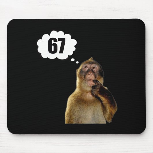 Lustiges Denkender Affe Meme Sechs Sieben 6 7 Meme Mousepad (Vorne)