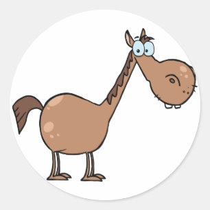Lustiges Derpy-Pferd Alberner Brauner Hengst Runder Aufkleber