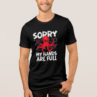 Lustiges Design – cooler Krake hält Telefone Tri-Blend Shirt