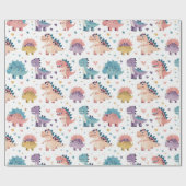 Lustiges Design farbenfrohes Dinosaurier-Muster Geschenkpapier (Flach)