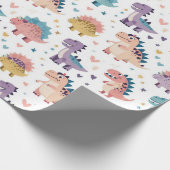 Lustiges Design farbenfrohes Dinosaurier-Muster Geschenkpapier (Ecke)