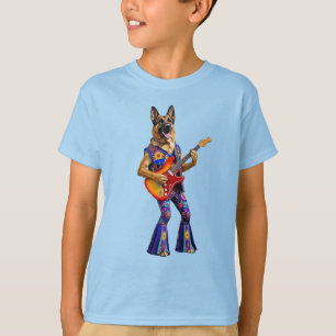 Lustiges Deutscher-Schäferhund-Rockstar-Kinder-T-S T-Shirt
