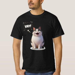 Lustiges dickes Katze Yay Meme Grafik T-Shirt