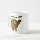 Lustiges die Erntedank-Türkei-Wortspiel Kaffeetasse (Vorderseite Links)