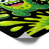 Lustiges Dillgurken-Monster-Cartoon-Design Poster (Ecke)