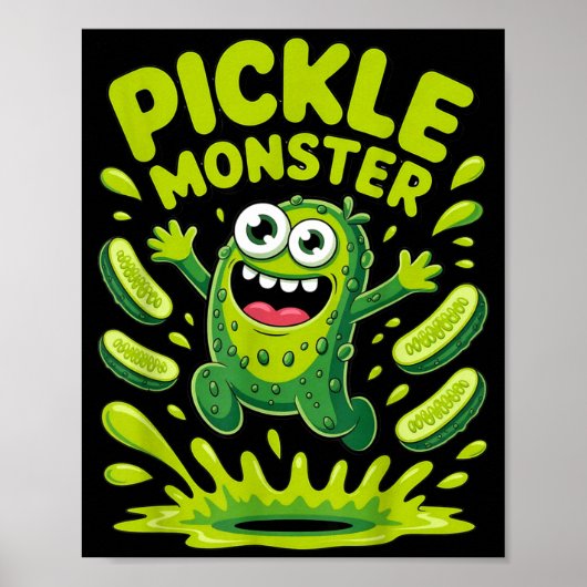 Lustiges Dillgurken-Monster-Cartoon-Design Poster (Vorne)