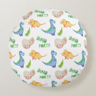 Lustiges Dino-Party-Muster Rundes Kissen