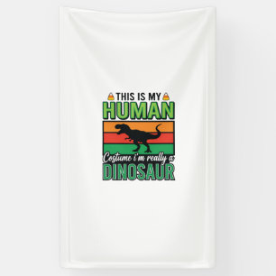 Lustiges Dinosaurier-Mensch-Kostüm Halloween Banner