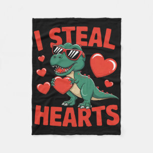 Lustiges Dinosaurier Valentinsdesign mit Herzen  Fleecedecke