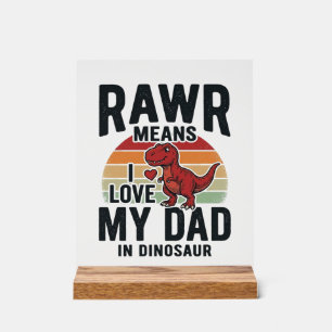 Lustiges Dinosaurier-Vater RAWR Vintage-Shirt-Desi Acrylschild