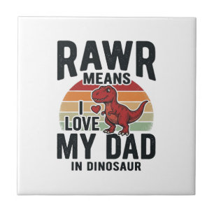 Lustiges Dinosaurier-Vater RAWR Vintage-Shirt-Desi Fliese