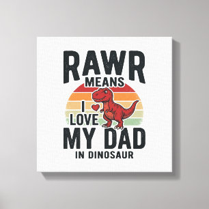 Lustiges Dinosaurier-Vater RAWR Vintage-Shirt-Desi Leinwanddruck