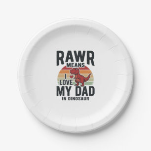 Lustiges Dinosaurier-Vater RAWR Vintage-Shirt-Desi Pappteller