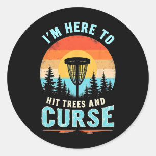 Lustiges Disc Golf - Retro-Baumschlag-Humor Runder Aufkleber