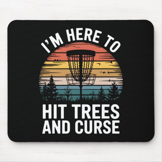 Lustiges Disc Golf trifft Bäume und flucht Retro D Mousepad (Vorne)