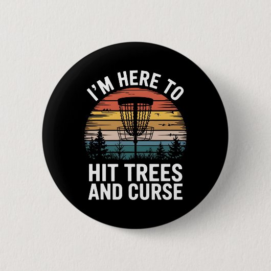 Lustiges Discgolf trifft Bäume und flucht Retro Di Button (Vorderseite)