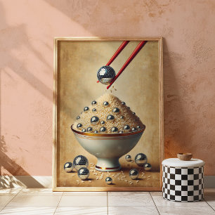 Lustiges Disco-Reis-Poster   Surrealistische Küche Poster