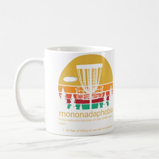 Lustiges Disk-Golf Mononadaphobie Kaffeetasse (Links)