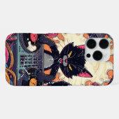 Lustiges DJ-Geschenk Schwarze Katze iPhone Hülle (Rückseite (Horizontal))