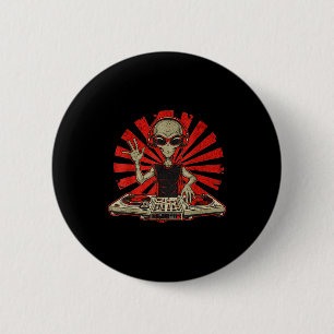 Lustiges Dj Grafik T-Shirt Musikliebhaber Alien Dj Button